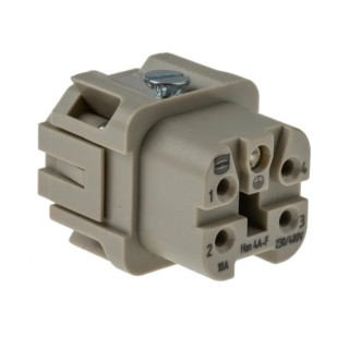 HARTING Heavy Duty Power Connector Insert, Female, Panel Mount, 10A, 230/400V, 4 Contacts, Han A Series 09200042711