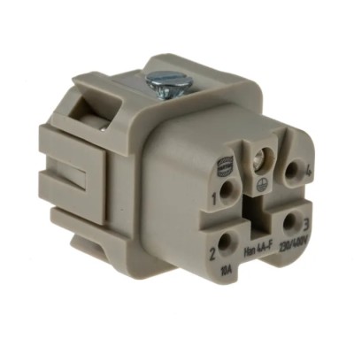 HARTING Heavy Duty Power Connector Insert, Female, Panel Mount, 10A, 230/400V, 4 Contacts, Han A Series 09200042711