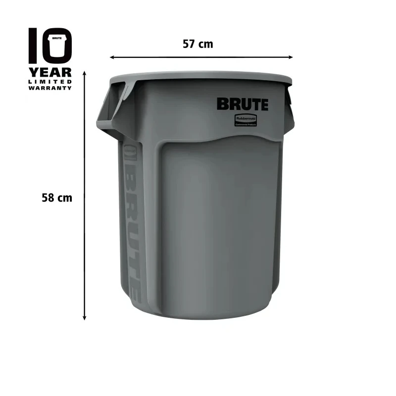 Rubbermaid Commercial Products BRUTE 75L Grey Polyethylene Waste Bin FG262000GRAY