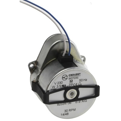 Crouzet Ovoid AC Geared Motor 3 W, 230V, Panel Mount, Clockwise, Synchronous, 30 rpm, 4mm Shaft, Model 82334736
