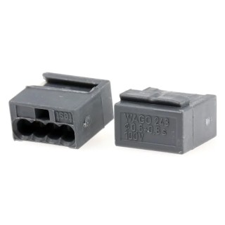 WAGO 243 MICRO PUSH WIRE Series Junction Box Connector, 4-Way, 20/22 AWG, 6A, 150V, Dark Grey 243-204