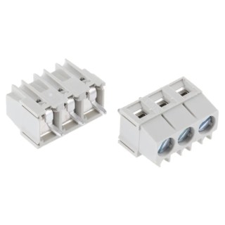 Wieland PCB Terminal Block 3-Contact 10A, 300V, 5.08mm Pitch, Wave Soldering, 1 Row, Grey 25.193.0353.0