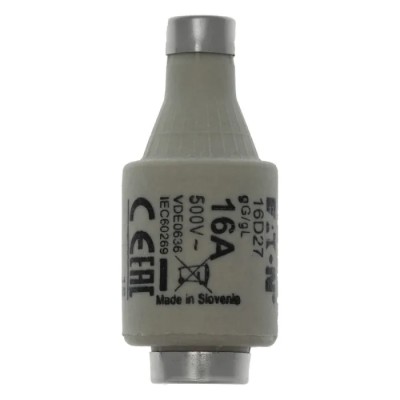 Eaton Diazed Fuse D2, 16A, 500V AC, Ceramic Body, gG gL Application, Breaking Capacity 50kA, Grey Cap, 50mm x 21.5mm 16D27
