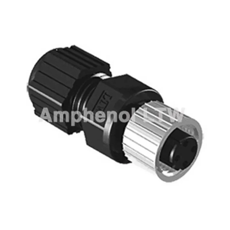 Amphenol Industrial 4-Contact M12 Circular Connector, Female Socket, Cable Mount, IP68, Gold-Plated Copper, Glass SL8001