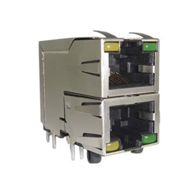 Amphenol Communications Solutions Shielded Surface-Mount RJ45 Connector Female Right Angle 1 Port 8 Way RJSAE-5381-08