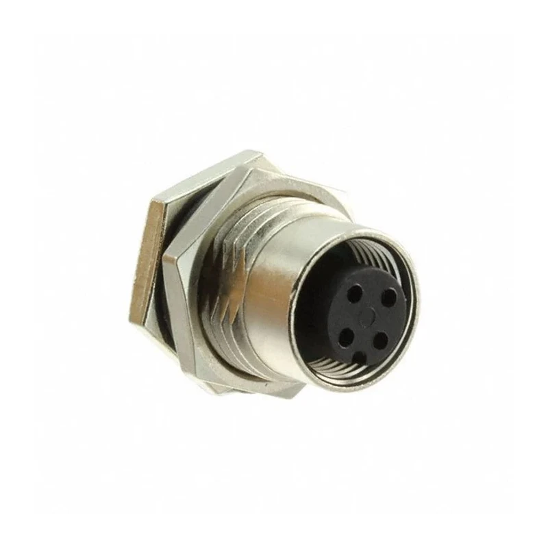 Amphenol Industrial Circular Connector 4 Contacts Panel Mount M12 Socket Female IP68 IP69K Nylon M12A-04PFFS-SF8001