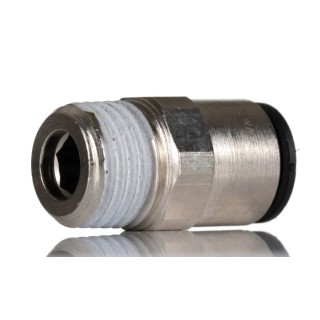 Legris LF3000 Series Pneumatic Fitting Male R 1/4 in Push-in 8mm Nickel Plated Brass 80°C LF3000 