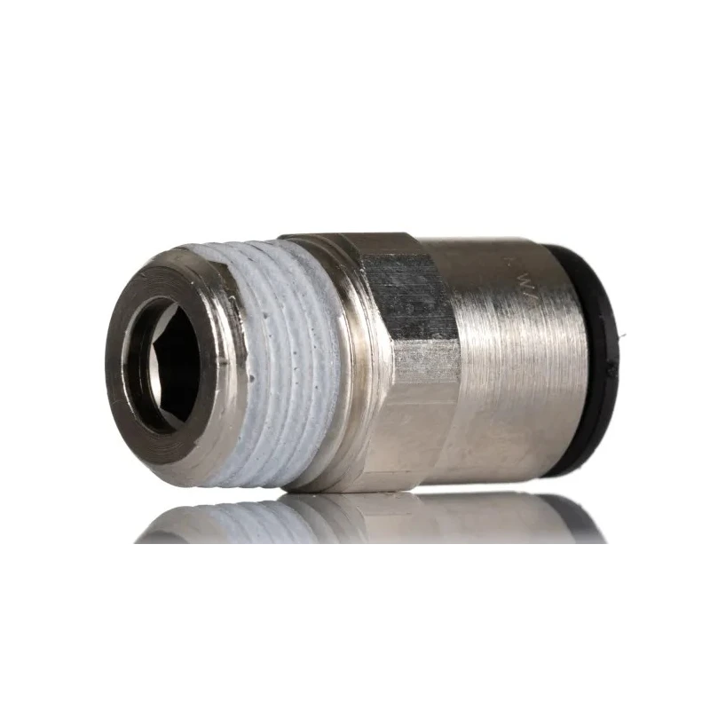 Legris LF3000 Series Pneumatic Fitting Male R 1/4 in Push-in 8mm Nickel Plated Brass 80°C LF3000 