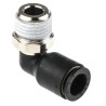 Legris LF3000 Series Male Stud Elbow Adaptor 1/4 in R, Push-in 8mm, Glass Reinforced Nylon, ISO, Nickel Finish