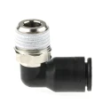 Legris LF3000 Series Male Stud Elbow Adaptor 1/4 in R, Push-in 8mm, Glass Reinforced Nylon, ISO, Nickel Finish 