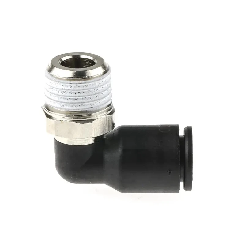 Legris LF3000 Series Male Stud Elbow Adaptor 1/4 in R, Push-in 8mm, Glass Reinforced Nylon, ISO, Nickel Finish 