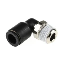 Legris LF3000 Series Male Stud Elbow Adaptor 1/4 in R, Push-in 8mm, Glass Reinforced Nylon, ISO, Nickel Finish 