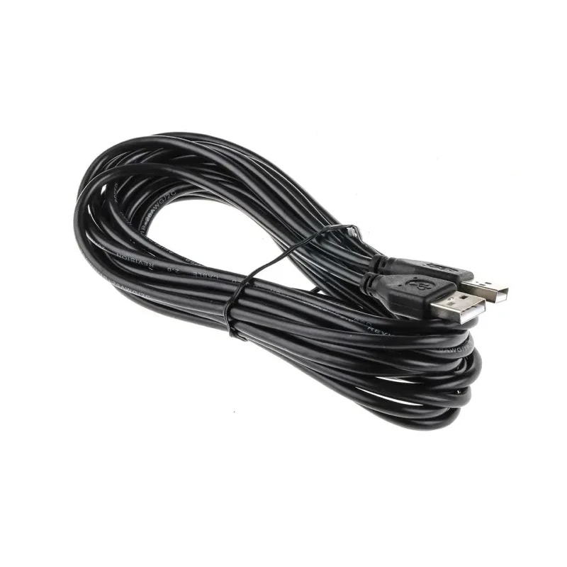 RS PRO IC Socket USB Cable 182-8485, Male USB Type A to Male USB Type A, USB 2.0, Black PVC, 5m