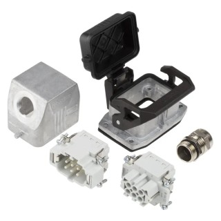 Phoenix Contact HC Series Heavy Duty Power Connector Kit, 6 Contacts, 16A, 500V, Side Entry, Die-cast Aluminium 1416353