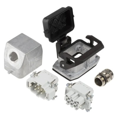 Phoenix Contact HC Series Heavy Duty Power Connector Kit, 6 Contacts, 16A, 500V, Side Entry, Die-cast Aluminium 1416353