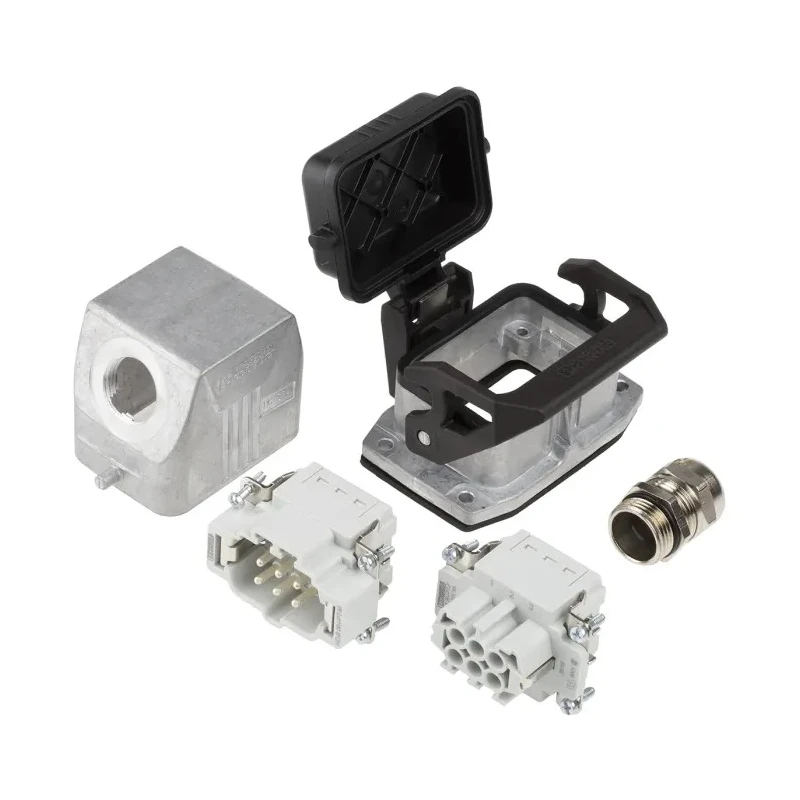 Phoenix Contact HC Series Heavy Duty Power Connector Kit, 6 Contacts, 16A, 500V, Side Entry, Die-cast Aluminium 1416353
