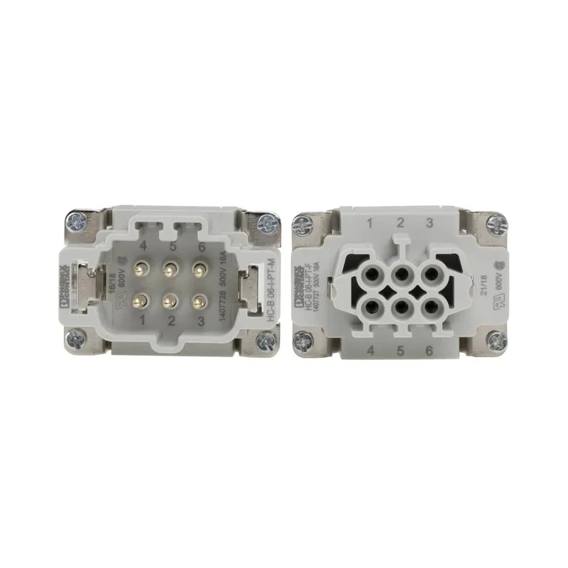 Phoenix Contact HC Series Heavy Duty Power Connector Kit, 6 Contacts, 16A, 500V, Side Entry, Die-cast Aluminium 1416353