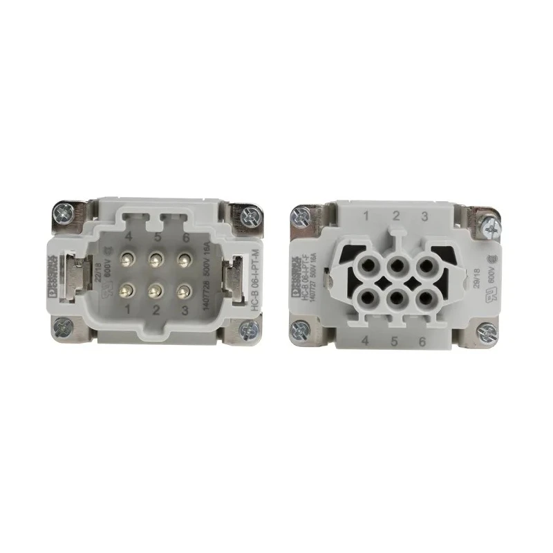Phoenix Contact HC Series Heavy Duty Power Connector Kit 6 Contacts Die-Cast Aluminium Push-In Connection Salt Water 1416344