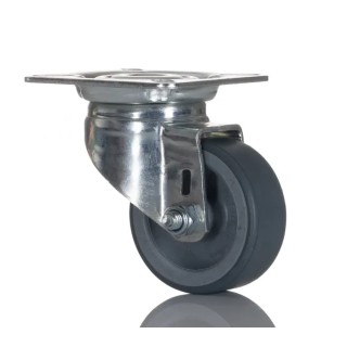 Tente Swivel Castor 100 kg Capacity 50 mm Thermoplastic Rubber Wheel Bright Zinc Plated Pressed Steel 2470YGO050P40