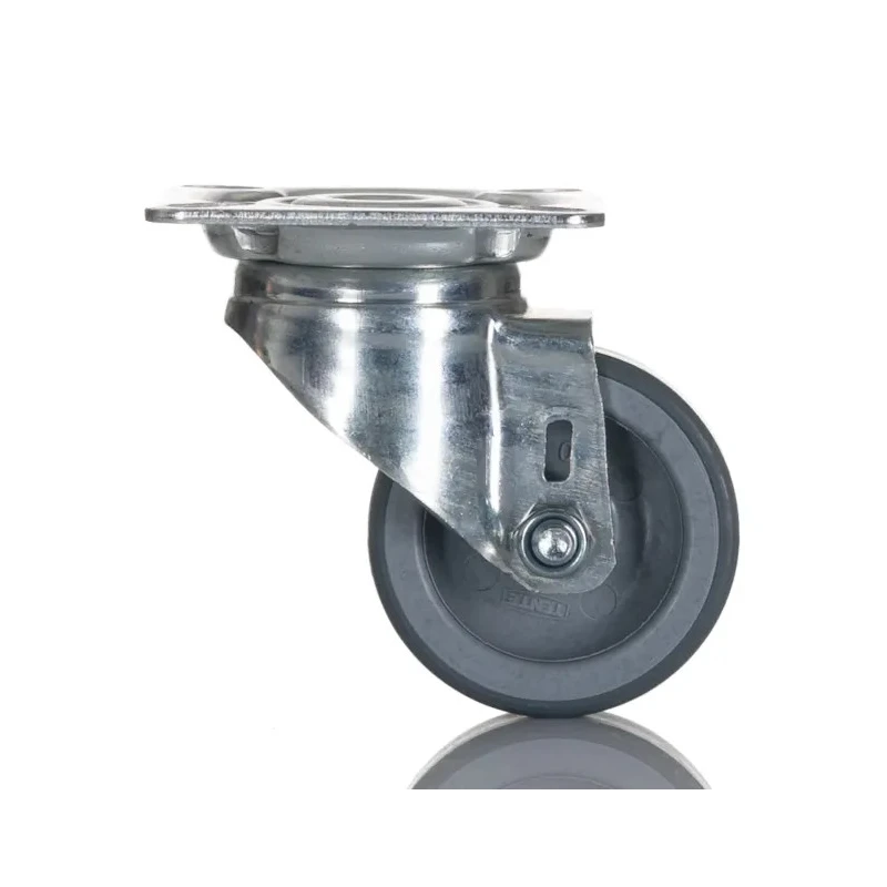 Tente Swivel Castor 100 kg Capacity 50 mm Thermoplastic Rubber Wheel Bright Zinc Plated Pressed Steel 2470YGO050P40