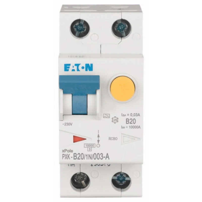 Eaton Residual Current Circuit Breaker with Overload Protection, 20A, 1-Pole, 240V AC, Type B, 30mA 236949 PXK-B20/1N/003-A