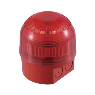 Klaxon Sonos Series Red Sounder-Beacon Combination, 60V, IP21, Surface Mount, 106dB at 1m, Flashing LED, PSC-0035