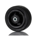 Tente Black Rubber Trolley Wheel 80 mm Diameter, 35 mm Width, 12 mm Bore, 140 kg Capacity, Roller Bearing PVR080X30-12