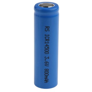 RS PRO Lithium-Ion Rechargeable Battery 3.6V 820mAh, 14.5mm Diameter, 50.5mm Height ICR14500