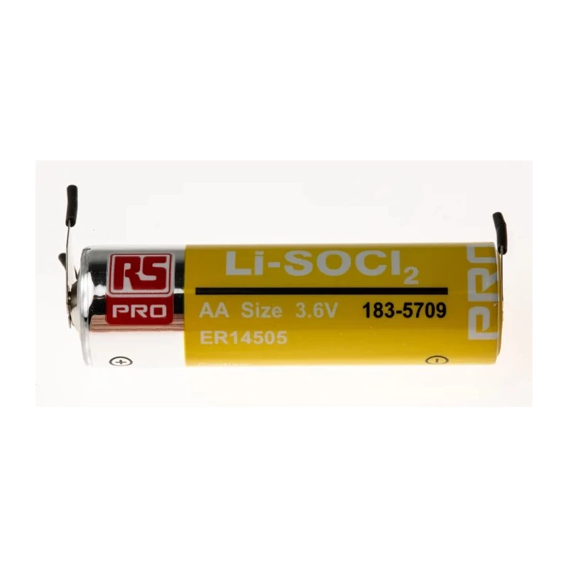 RS PRO Lithium Thionyl Chloride AA Battery 3.6V 2.4Ah PCB Termination 183-5709