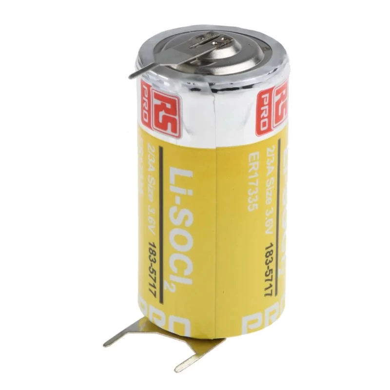 RS PRO Lithium Thionyl Chloride Battery 3.6V, 2/3 A, 2.1Ah, 17mm, PCB Pin, ER17335 183-5717
