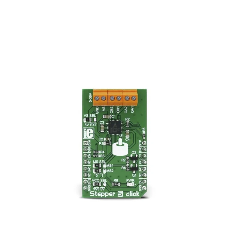 MikroElektronika Stepper 5 Click Board Stepper Motor Driver for TM2208, 2-Phase, 2A Peak, 4.75–36V DC, MIKROE-2624