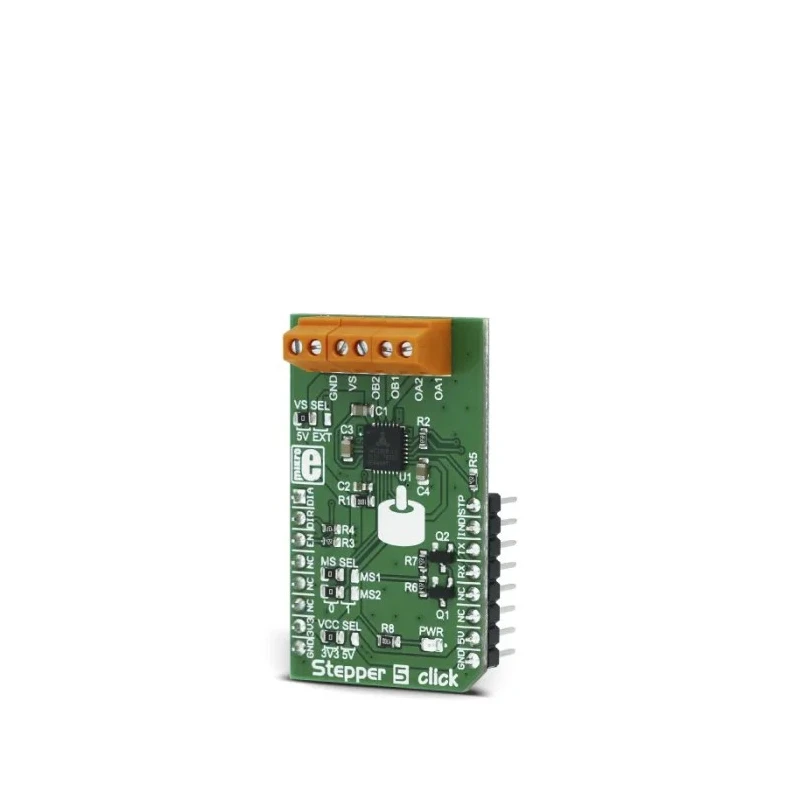MikroElektronika Stepper 5 Click Board Stepper Motor Driver for TM2208, 2-Phase, 2A Peak, 4.75–36V DC, MIKROE-2624
