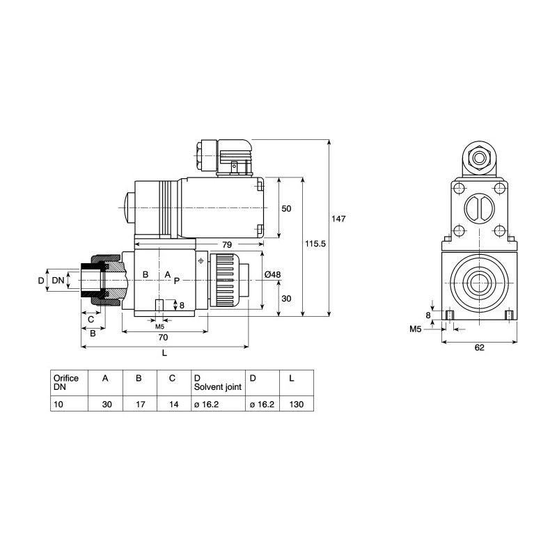 Burkert Solenoid Valve, 2 Port, NC, 110V AC, PVC Body, 10mm Orifice, 3 Bar Max Pressure, Series 0131 052624