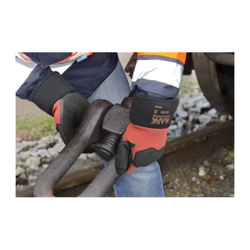 Mapa TITAN 850 Orange Nitrile Work Gloves Size 9 Durable Shock Grease & Oilproof, Reinforced Protection, Nitrile Coating 850