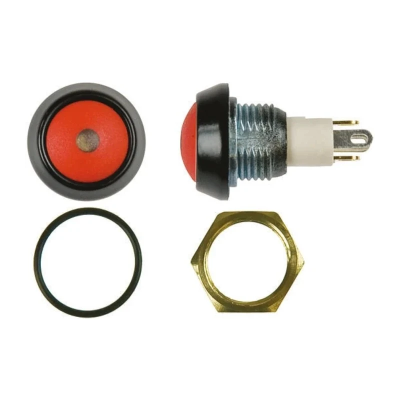 ITW Switches 59 Series Illuminated Miniature Push Button Switch, Momentary, Panel Mount, 13.6 mm Cutout, SPST, Dome 59-412R