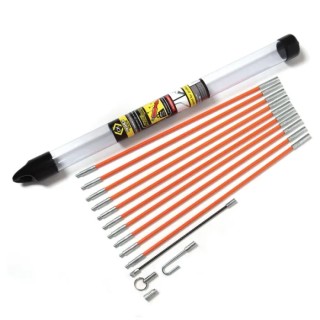 CK Cable Rod Kit 10 × Fibreglass Composite Rods 33 cm, Adapter, Cable Hook, Flexi Lead, Cable Fishing T5411