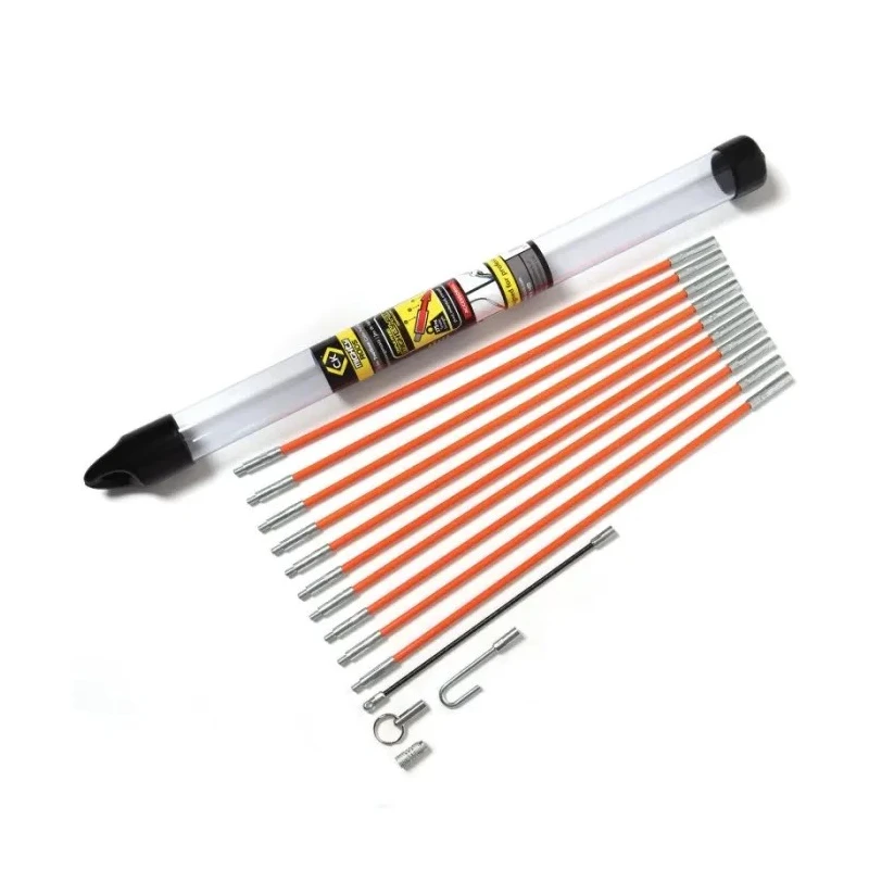 CK Cable Rod Kit 10 × Fibreglass Composite Rods 33 cm, Adapter, Cable Hook, Flexi Lead, Cable Fishing T5411