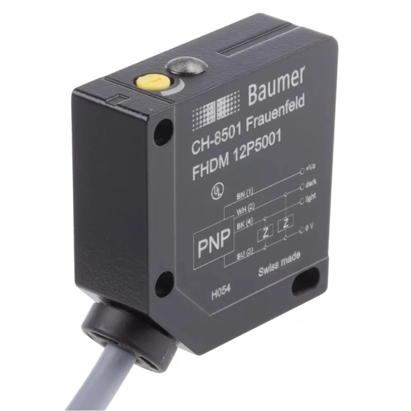 Baumer Diffuse Photoelectric Sensor Block Sensor 15 mm to 300 mm, PNP, IO-Link, 30V DC, LED, IP67 FHDM 12P5001
