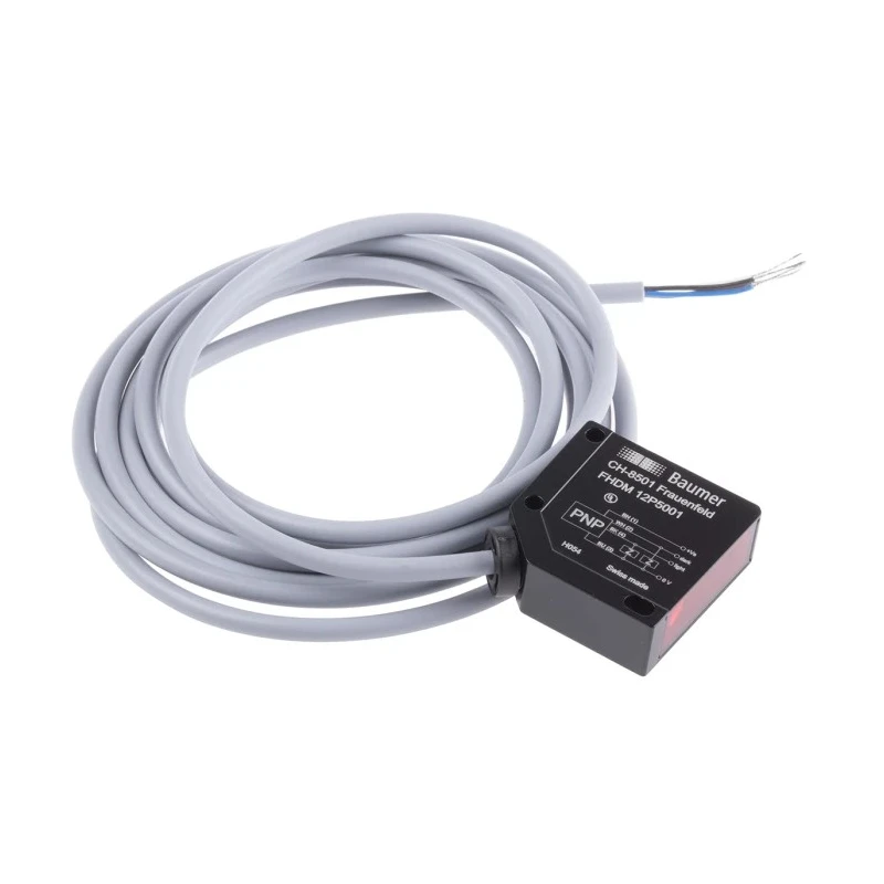 Baumer Diffuse Photoelectric Sensor Block Sensor 15 mm to 300 mm, PNP, IO-Link, 30V DC, LED, IP67 FHDM 12P5001