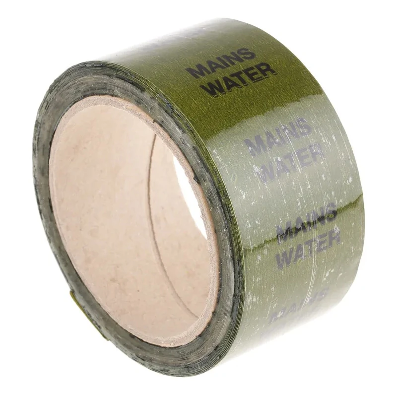 RS PRO Pipe Marking Tape Green Polypropylene Vinyl Pre-printed Text 'Mains Water' 50mm x 33m 711-378