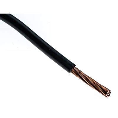 RS PRO H07V-R Series Black Hook Up Wire, Polyvinyl Chloride, 7 x 1.7mm Core Strands, 50m Reel, 750V, 185-3916