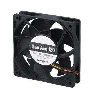 Sanyo Denki 9GA Series Axial Fan 48V DC, 3.8 m³/min, 11.52 W, 240 mA, 120×120×25 mm Ball Bearing, Square Frame 9GA1248P4G001