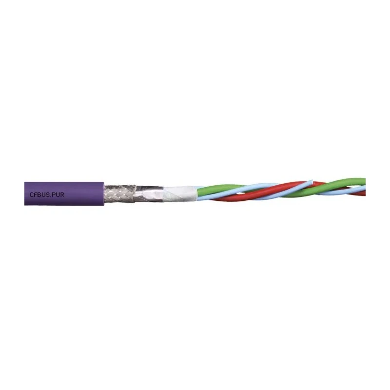Igus chainflex CFBUS.PUR Data Cable, 4 Cores, 0.5mm², 20 AWG, Screened, 25m, Polyurethane Sheath, Purple CFBUS.PUR.022