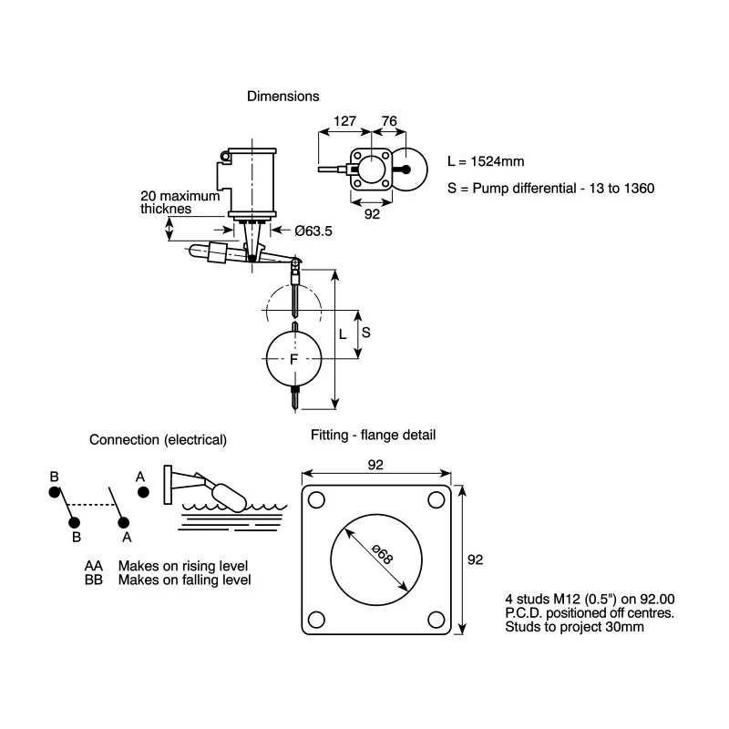 Delta-Mobrey Top Mount Liquid Level Switch, Aluminium Bronze, Zone 1 ATEX, S01DB/F21/1