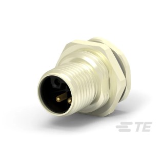 TE Connectivity Circular Connector, Plug, Male, M12, 2 Contacts, Rear, IP67, 16A, Solder, Gold-Plated T4140L12031-000