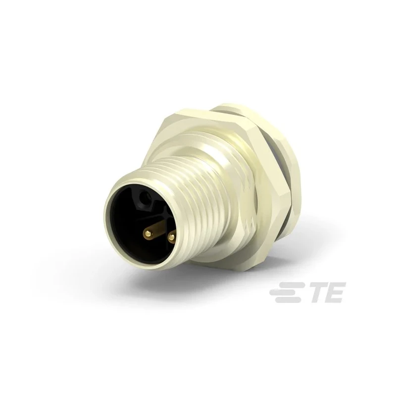 TE Connectivity Circular Connector, Plug, Male, M12, 2 Contacts, Rear, IP67, 16A, Solder, Gold-Plated T4140L12031-000