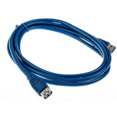 RS PRO USB 3.0 Male Type A to Female Type A Extension Cable, Blue, 2 m 186-3051