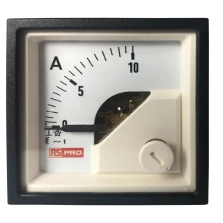 RS PRO Analogue Panel Ammeter 10 A AC, 45 mm x 45 mm, 1% Accuracy, Moving Iron 186-2413