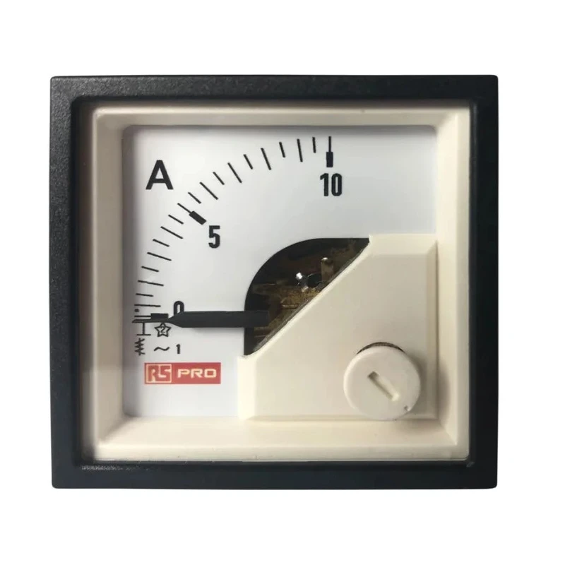 RS PRO Analogue Panel Ammeter 10 A AC, 45 mm x 45 mm, 1% Accuracy, Moving Iron 186-2413