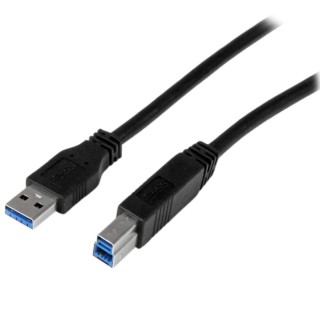 StarTech.com USB 3.0 Male USB Type A to USB 3.2 Type B Cable, 9 Pin, Black, 2m, Polyvinyl Chloride, USB3CAB2M